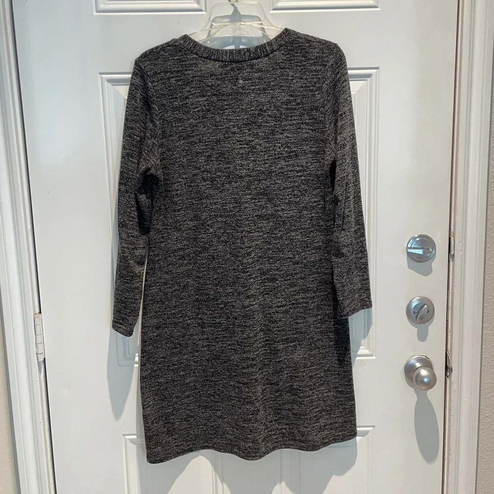 Ellen Parker Charcoal Heather Gray Long Sleeve Sweater Dress Size Petite Large